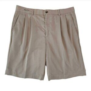 Greg Norman Men's Shorts Size 34 Beige Pleated Front Golf Outdoor Pockets Casual